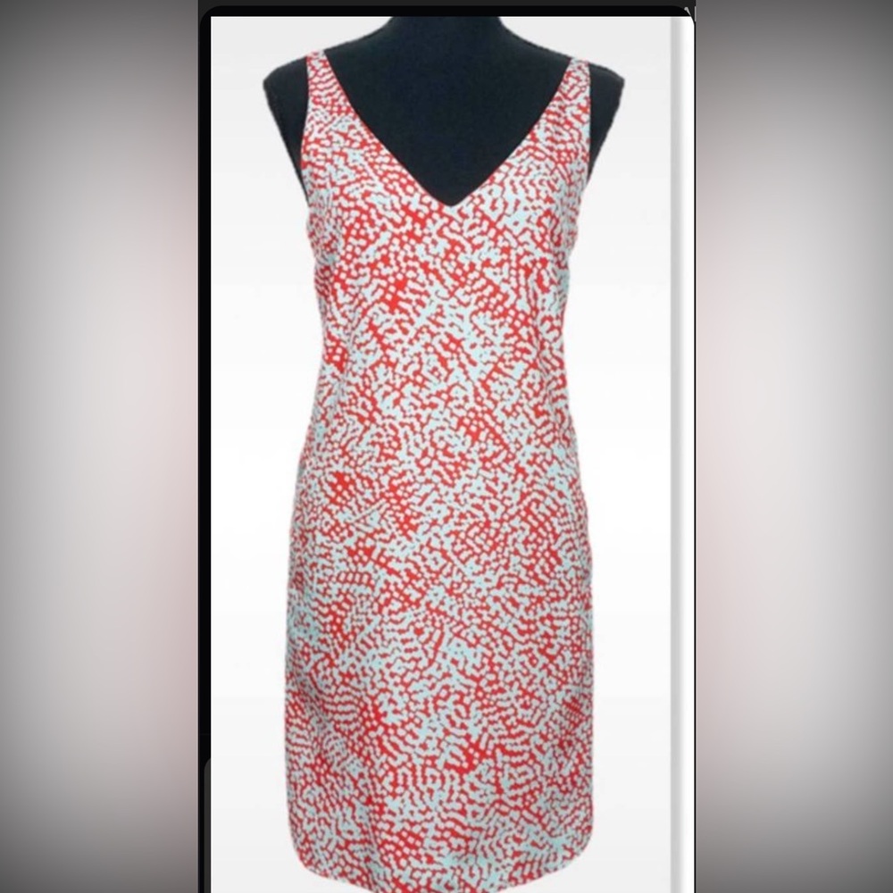 WAYF Red and Teal Patterned Dress